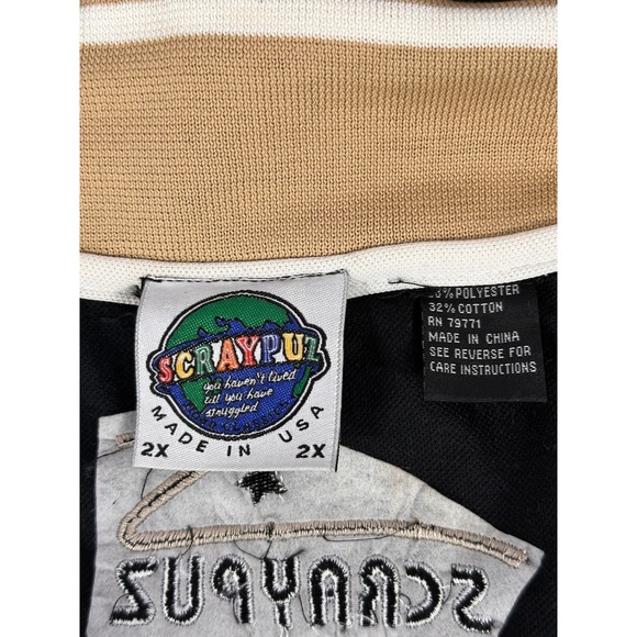 Vintage RARE SCRAYPUZ Track Jacket Full Zip Black Tan‎ White Stripe Size 2X - Picture 5 of 10